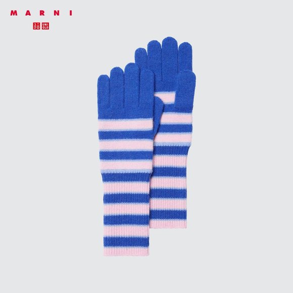 Uniqlo x MARNI Cashmere Striped Gloves - Blue - Picture 1 of 2